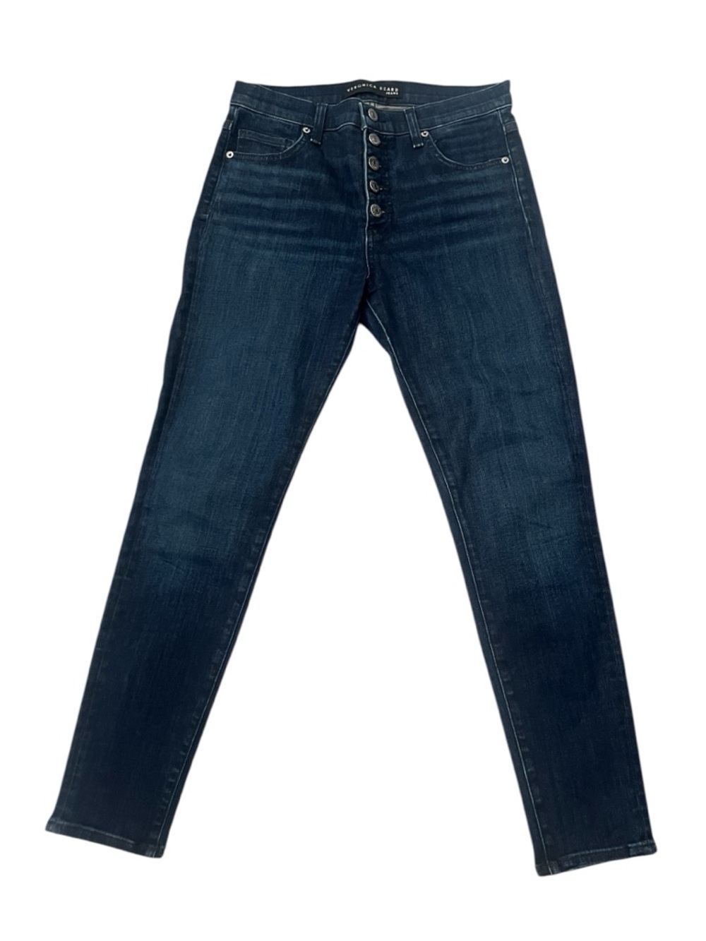 Veronica Beard Debbie Skinny Jeans 27 High Rise Button Fly Midnight Blue
